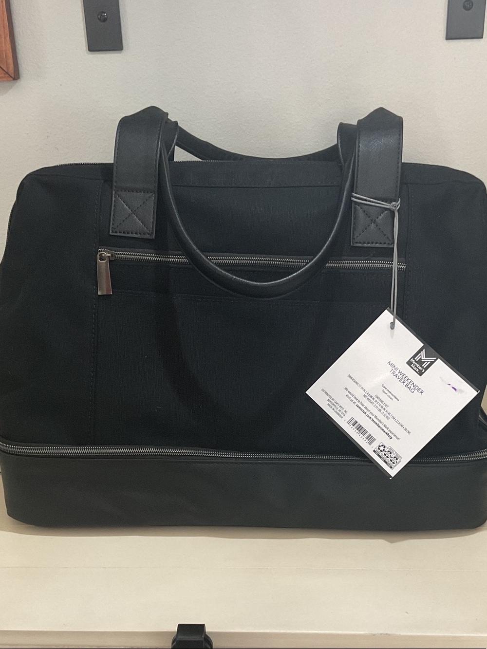Mini Weekend Travel Tote Bag - Black